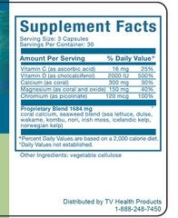 6 VeggieCal-D Sea Vegetables Marine Coral Calcium Vit D3 Veg Caps Immune Support