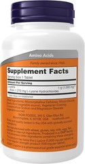 NOW FOODS L-Lysine, Double Strength 1000 mg – 100 Tablets