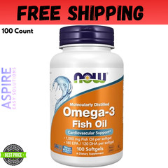 NOW Foods Omega-3 Fish OIl, 1000 mg, 100 Softgels