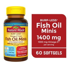 Nature Made Extra Strength Burp-Less Omega-3 from Fish Oil 1400 mg – 60ct