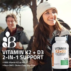 Vitamin K2 D3 (MK7) Supplement Non-Gmo Formula Vitamin D3 5000IU (125 Mcg) & 90