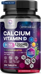 Calcium 1200 mg Per Serving with Vitamin D3 – Bone Health Supplement, Vitamin D