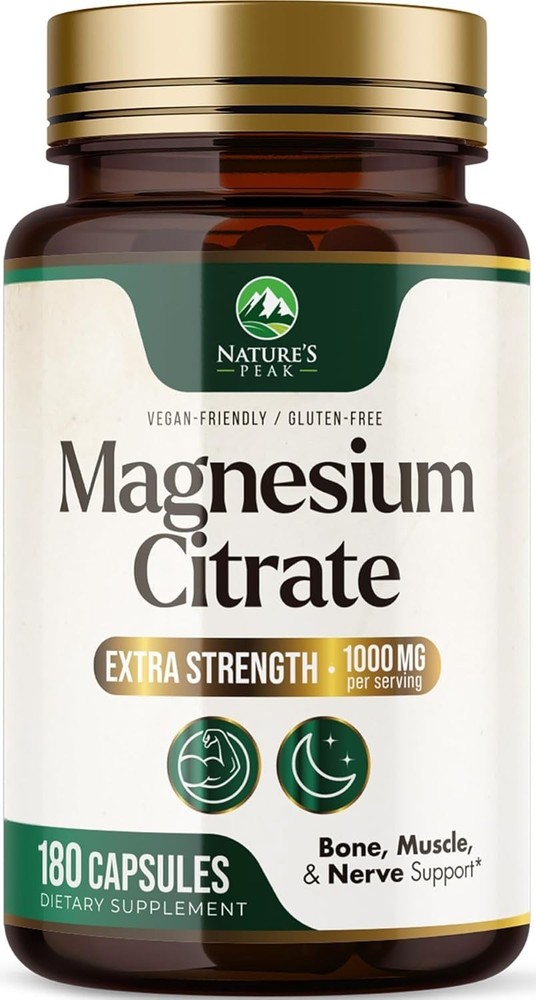 Magnesium Citrate 1000mg Capsules – Extra Strength Magnesium Supplement
