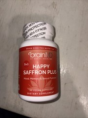 BrainMD Happy Saffron Plus 3-in-1 Vegan Capsules Supplement