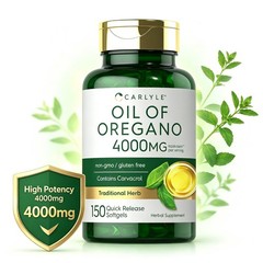 Oregano Oil 4000mg Equivalent Immune Support Carvacrol 150 Softgels Non-GMO