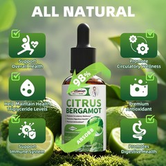 Organic Citrus Bergamot Bergamia Extract 1000 mg Liquid Drops 60ml×2 w/ Soursop