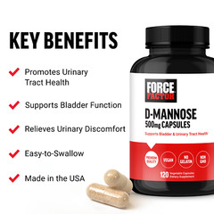 Force Factor D-Mannose 500mg Supplement Support Urinary Tract Health and Bladder