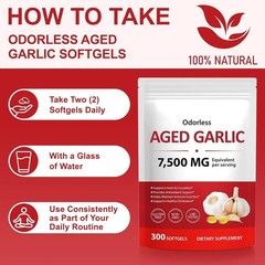 Odorless Garlic 7500Mg per Servings, 300 Softgels | 2 Years Aged Garlic Extra…