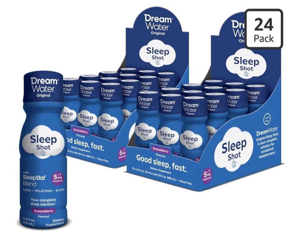 Dream Water 24pk (2Case) Fast Sleep Original Melatonin GABA Snoozeberry BB9/2027