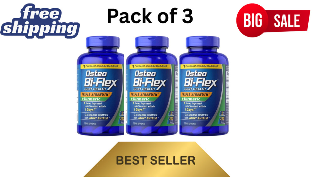 3 Pack Osteo Bi-Flex Triple Strength Joint Health + Turmeric 220 Capsules