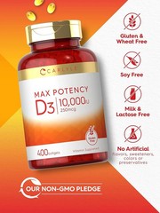 Vitamin D3 10000 IU 400 Softgels | Value Size | Max Potency | by Carlyle