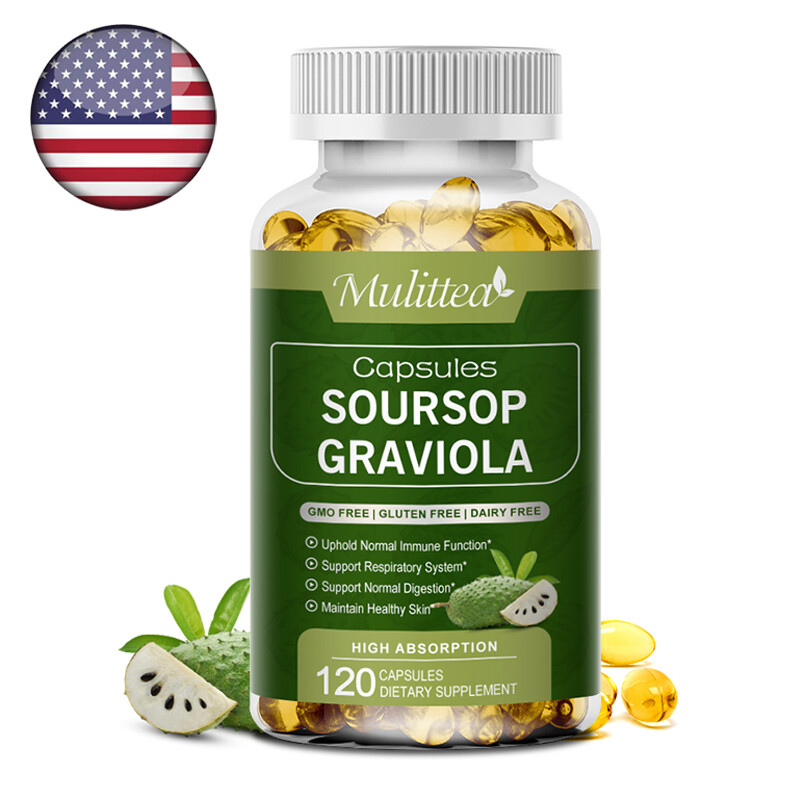 Soursop Graviola Capsules Leaf & Fruit Extract 120 Capsules High Potency 1000mg