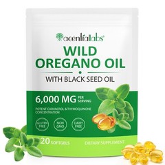 Organic Oregano Oil 6000mg 180 Softgel with Black Seed Oil 200mg Immune Support