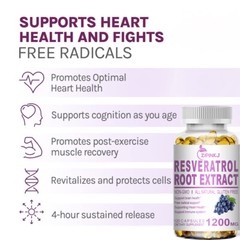 Natural Resveratrol Extract Caps Maximum Strength 1200MG Anti Aging Antioxid