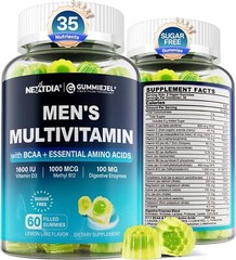 Methylated Multivitamin for Men Gummies, BCAA Amino Acids, Zinc, Vitamin a C D3