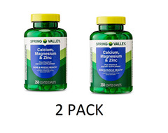 2 PACK Spring Valley Calcium, Magnesium & Zinc Plus Vitamin D3 Coated Caplets