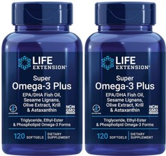SUPER OMEGA-3 PLUS EPA/DHA FISH OIL Olive Extract KRILL 240 Sgel LIFE EXTENSION