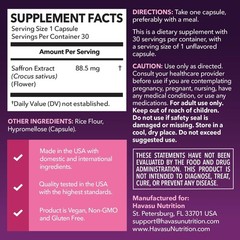 Saffron Extract Supplements – 88.5mg, Antioxidant, Mood Boost, Eye Health, Vegan