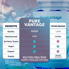 (1 Pack) Pure Vantage Male Gummys Advanced Male Health Support 60 Gummies