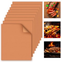 WIBIMEN Grill Mats for Outdoor Grill, Copper 9pcs Grill Mat, 100% Non-Stick P…