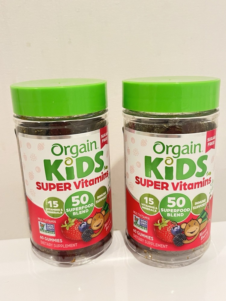 2 Pack Orgain Kids Super V Multivitamin Gummies Sugar Free, 60 Gummies Exp 07/26
