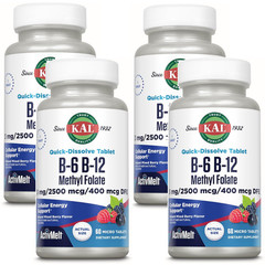 KAL B-6 B-12 Methyl Folate ActivMelt® Mixed Berry 60 Tablets Each (Pack of 4)