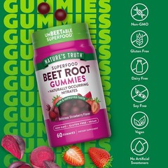 Nature’s Truth Beet Root Gummies | 60 Count | with Black Pepper | Superfood | St