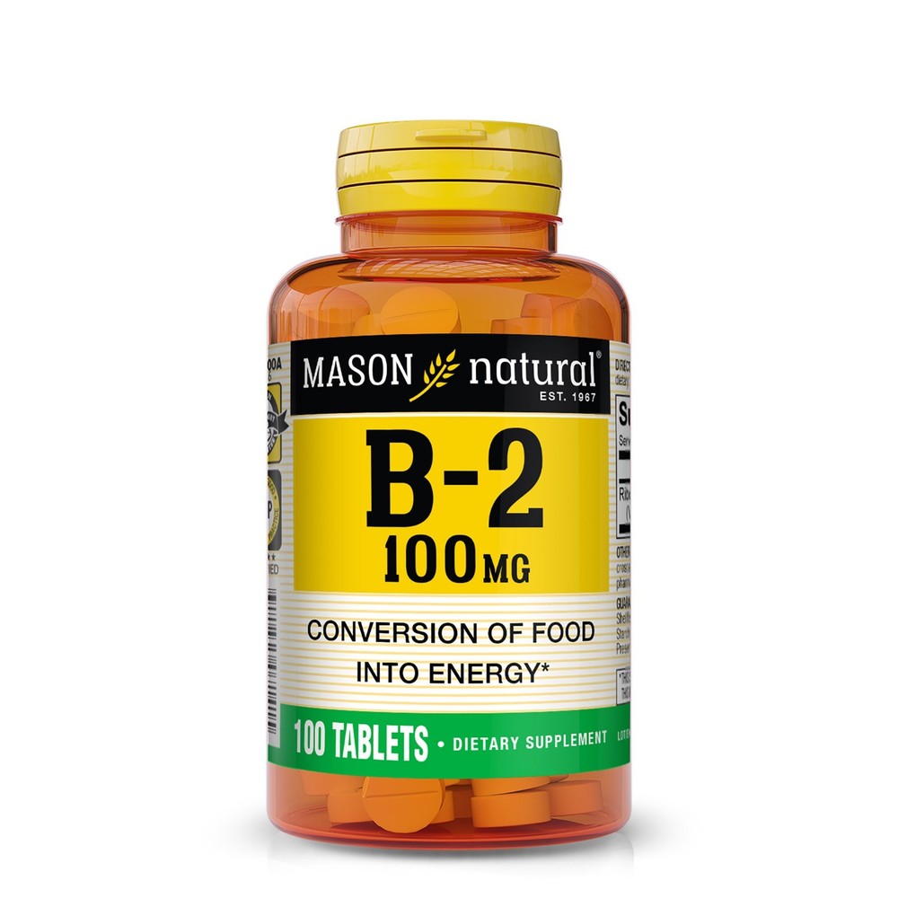 Mason Natural Vitamin B2 100 mg, Conversion of Food into Energy, 100 Tablets