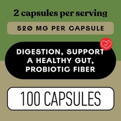 Organic Inulin Capsules 520mg – Powder 100 Count (Pack of 1)