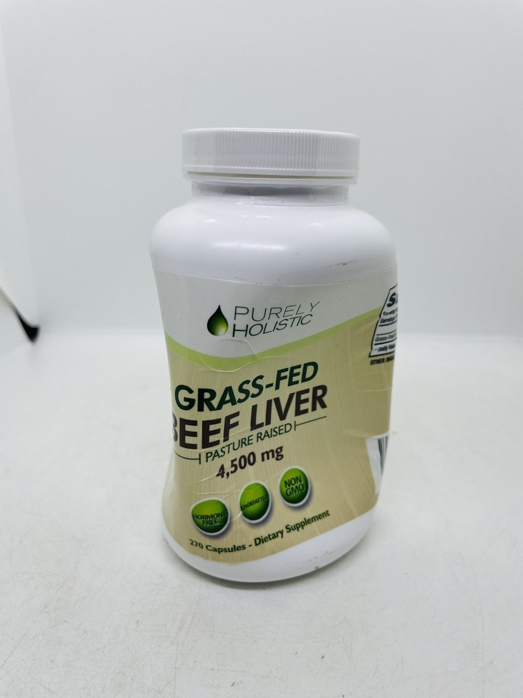 Purely Holistic – Grass Fed Beef Liver – 4500mg Non-GMO – EXP 9/26- Bottle DMG