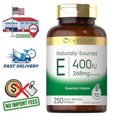 Vitamin E 400 IU 268mg d-Alpha Tocopherol | 250 Softgels | Naturally Sourced