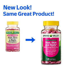 Biotin 5000 mcg Hair Skin Nails Spring Valley 120 Softgels 3 Pack Made In USA