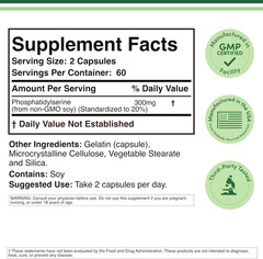 Phosphatidylserine Supplement 300Mg per Serving, 120 Capsules (Phosphatidyl Seri