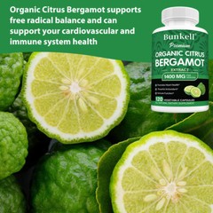 Citrus Bergamot 1400 Mg, 25:1 Extract, Organic Heart Supplements 120 Capsules