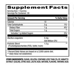 Probiotic + Prebiotic Dietary Supplement for Adults, Peach 30 Gummies.