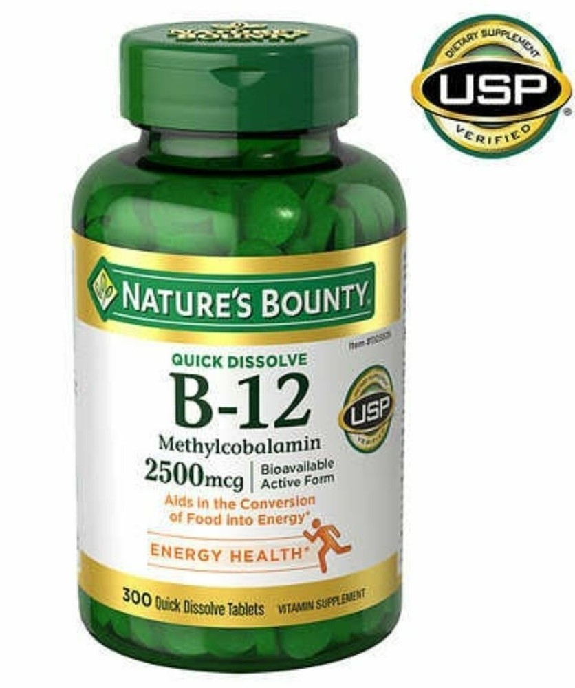 Nature s Bounty Vitamin B-12 2500 mcg 300 Quick Dissolve Tablets EXP 04/2026