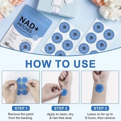 NAD+ Transdermal Patches: Anti-Aging Support with NMN & Resveratrol, 30 Count