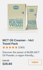 BUBS Naturals MCT Oil Powder Packets | 14 Travel Packs | Keto, Vegan, Paleo |