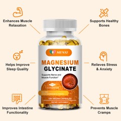 240PCS Magnesium Glycinate Tablets 400mg High Absorption Chelated MENXI Capsules