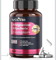 VCCVBB Magnesium Glycinate Complex+ 500mg 120 Capsules Vegan Non-GMO GF