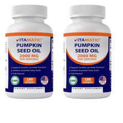 Pumpkin Seed Oil 2000mg 2X180 Softgels Nom GMO Made in the USA Cold Pressed