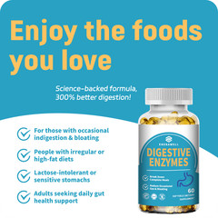 Digestive Enzymes w/ Prebiotic & Probiotics, Gas, Constipation & Bloating Relief