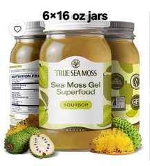 6×16 oz True Sea Moss Gel Superfood Soursop Exp 10/26