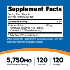 Nutricost Elderberry Vegetarian Capsules 575mg (120 Capsules) – Gluten Free