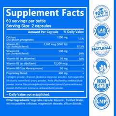 Balincer Calcium Vitamin D3 + K3 + B12, 2000 mg per serving, Non-GMO, Vegetarian