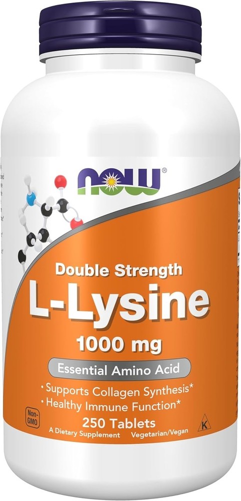 NOW Foods L-Lysine Double Strength 1000mg Tablets – 100 Count