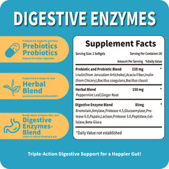 Digestive Enzymes w/ Prebiotic & Probiotics, Gas, Constipation & Bloating Relief