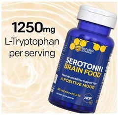 Natural Stacks Serotonin Brain Food Mood Support (2 Bottles) 60 Capsules ea