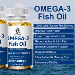 Omega 3 Fish Oil Capsules 3x Strength EPA DHA Highest Potency 120 Pills