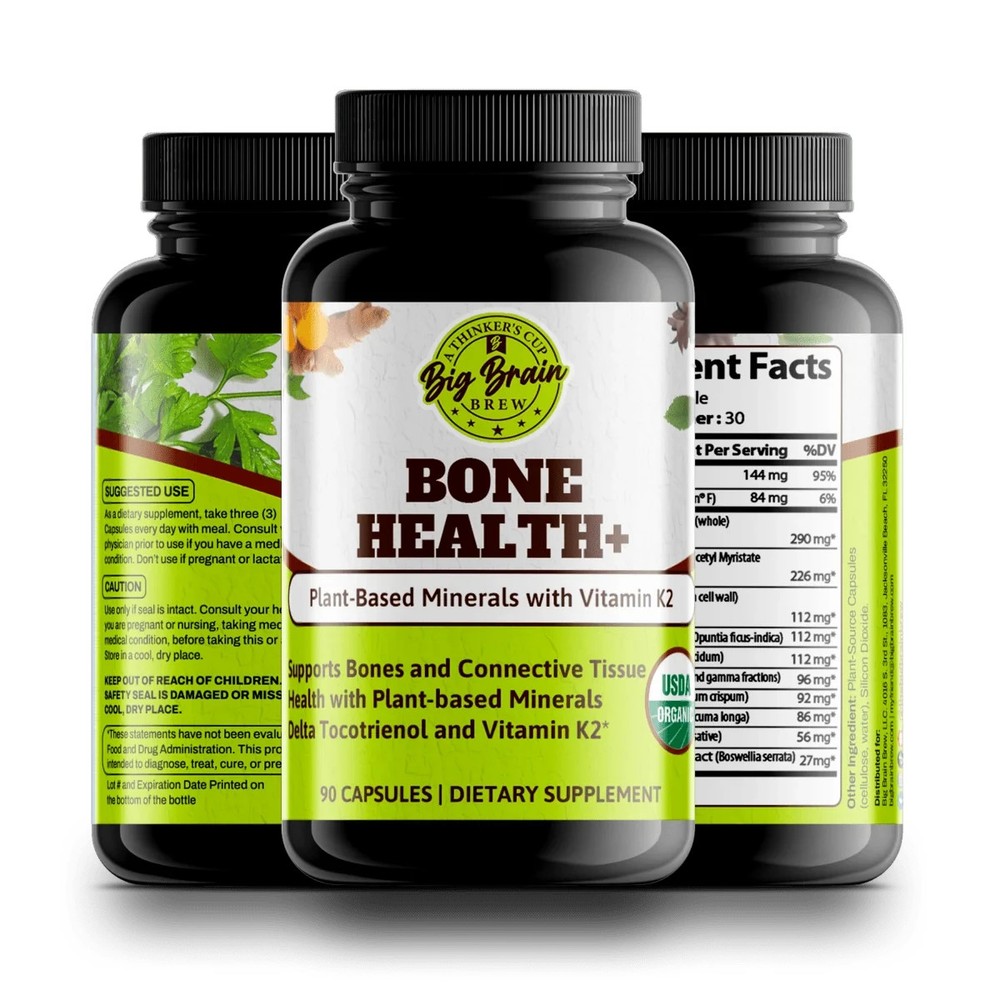 Big Brain Brew Bone Health+ Vitamin K2 Plant-Based Minerals 90 Capsules